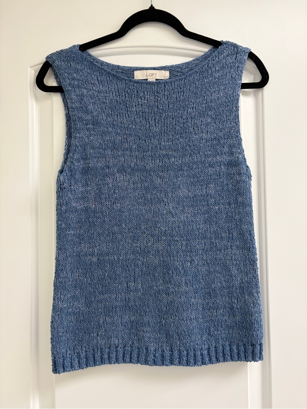 LOFT Open-Knit Sleeveless Tank in Dusty Blue